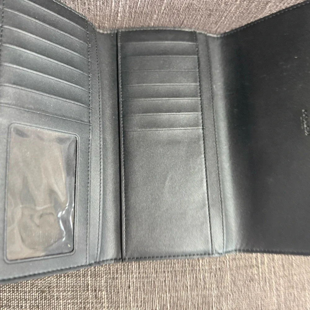 Coach Black and Brown Signature Trifold Wallet - Picture 3 of 4